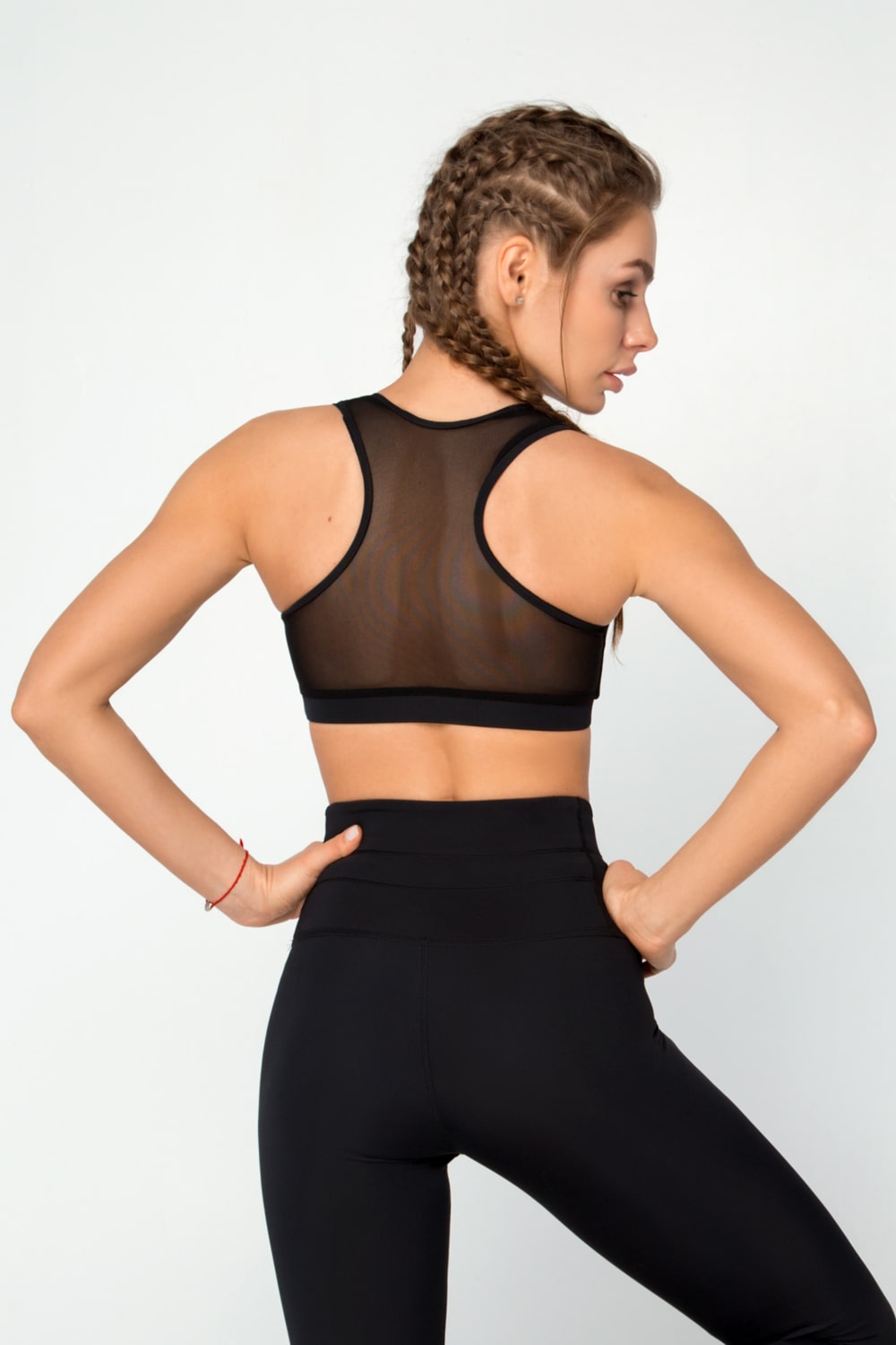 SUPER LUXE LEGGINGS + BLACK NET BRA TOP